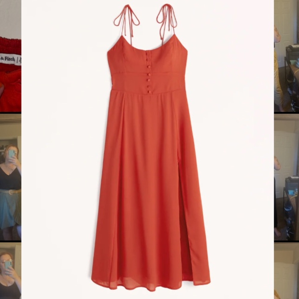 Abercrombie & Fitch Tie Strap Corset Midi Dress